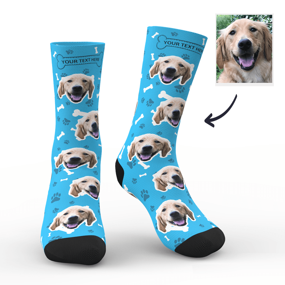 Gift for Him Custom Face Socks Add Pictures and Name - Dog