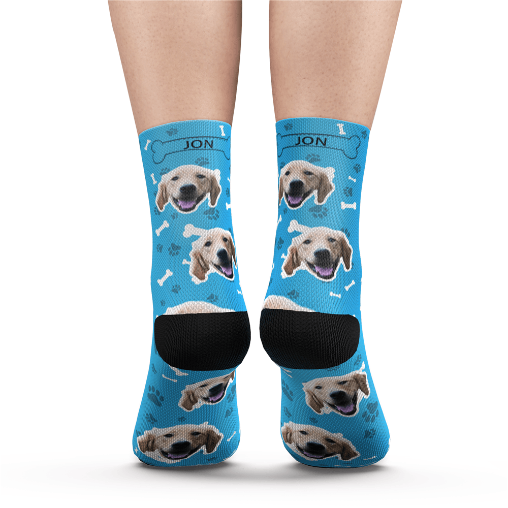 Gift for Him Custom Face Socks Add Pictures and Name - Dog