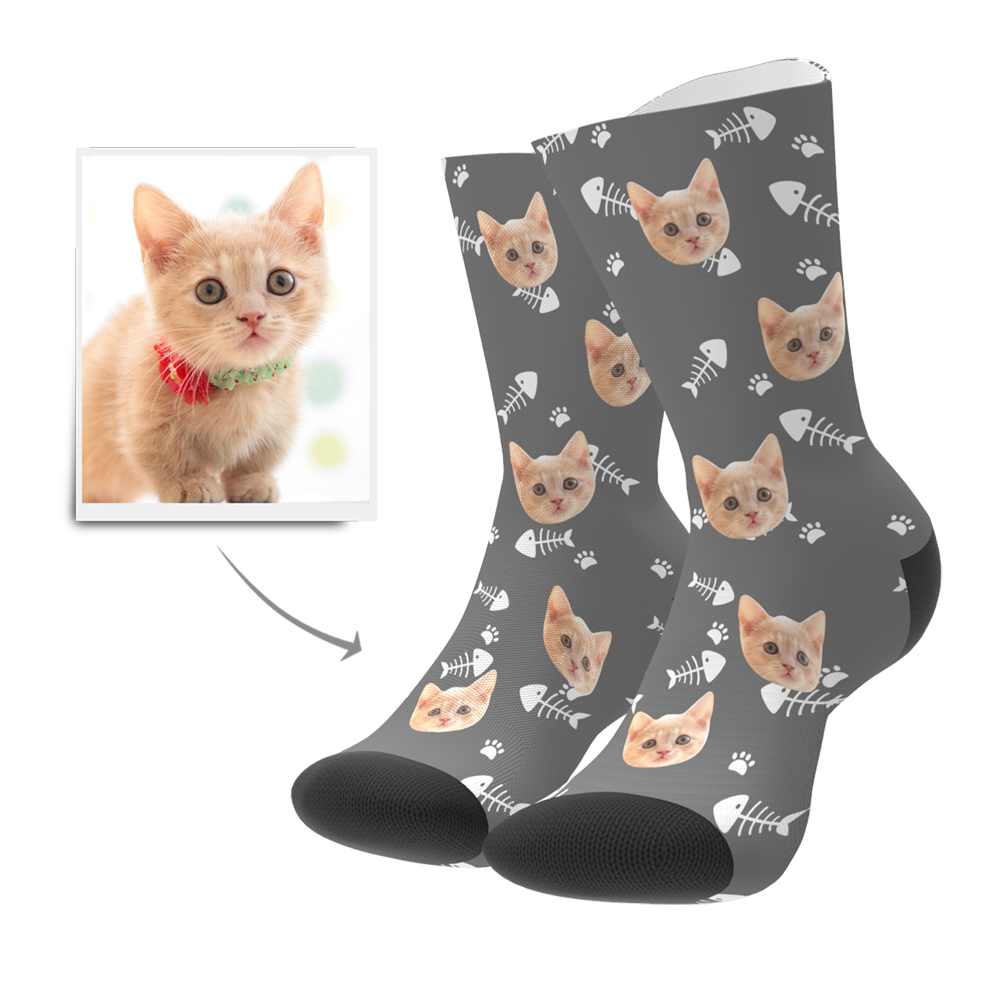 Christmas Gifts, Custom Face Socks 3D Preview - Cat