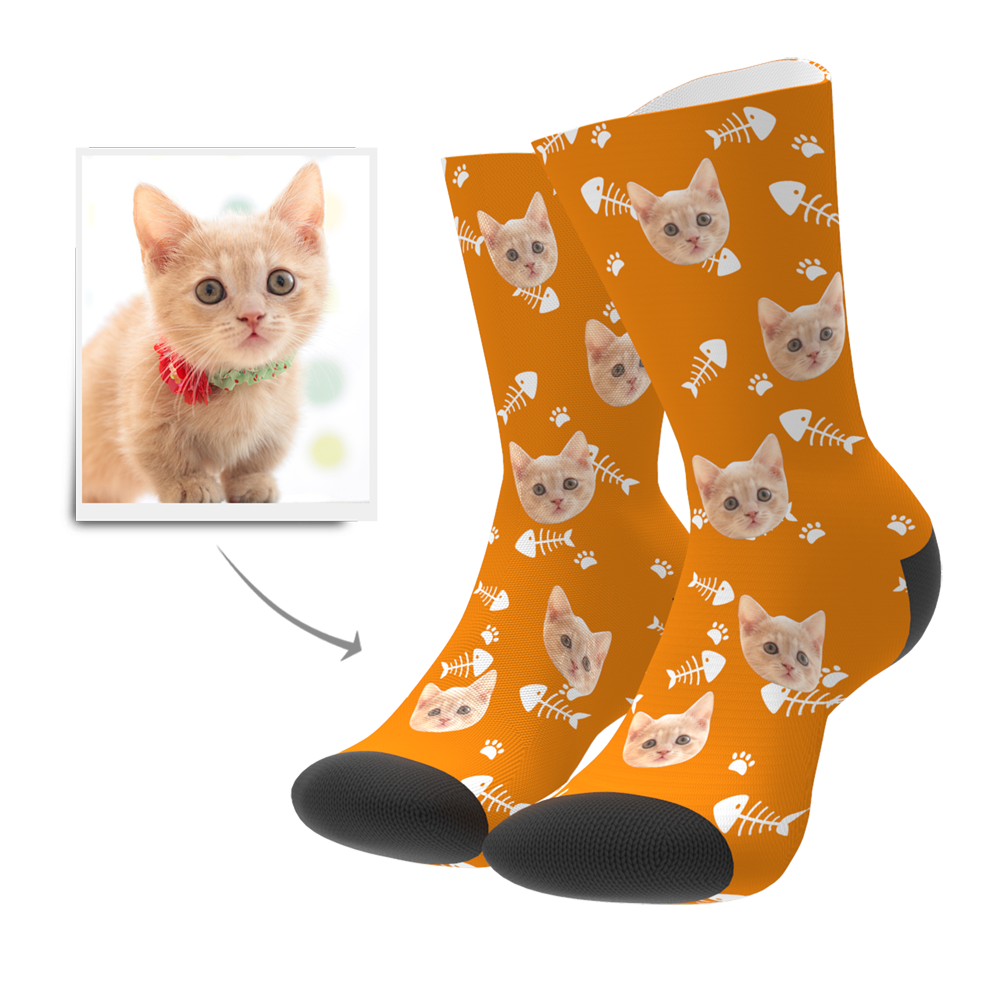 Christmas Gifts, Custom Face Socks 3D Preview - Cat