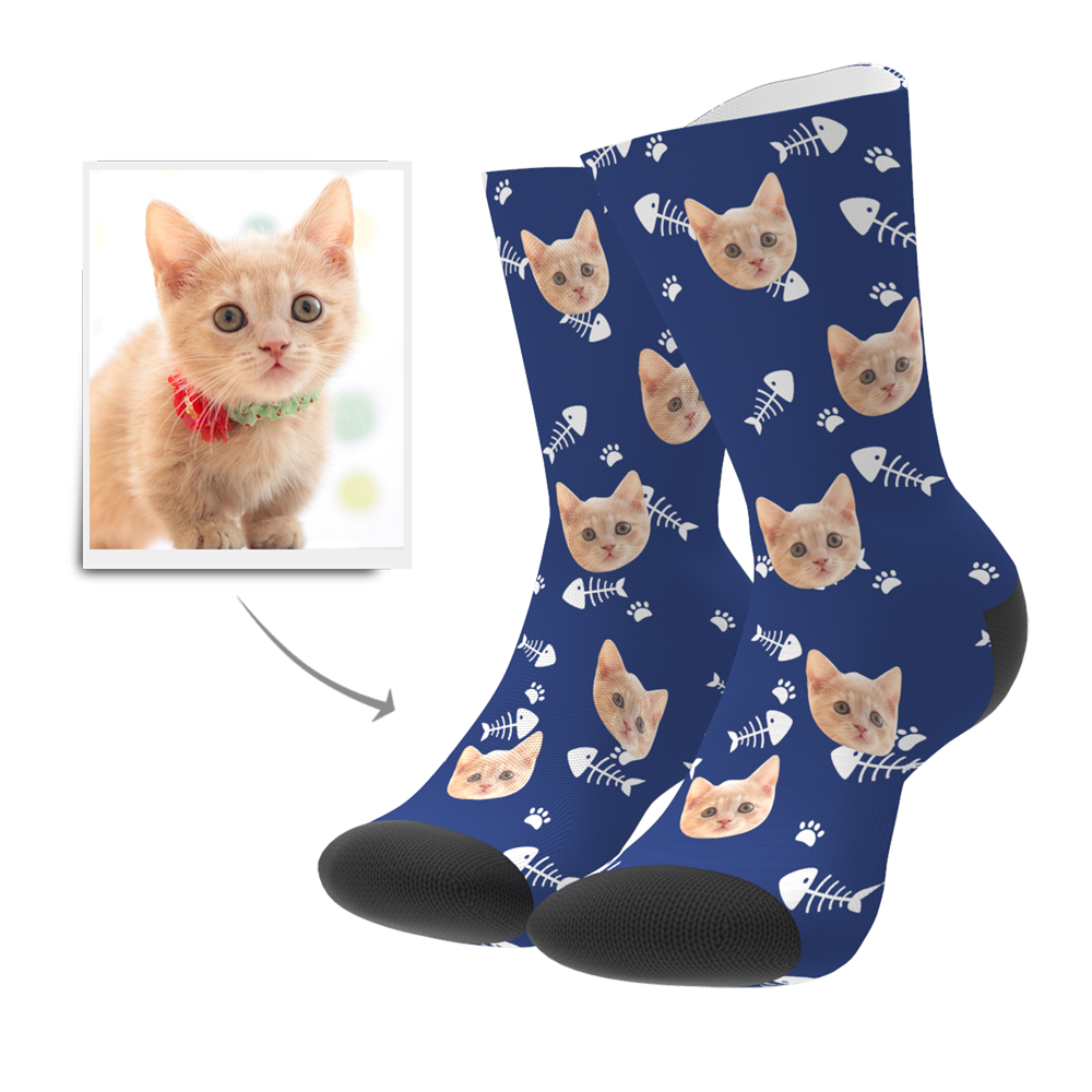 Christmas Gifts, Custom Face Socks 3D Preview - Cat