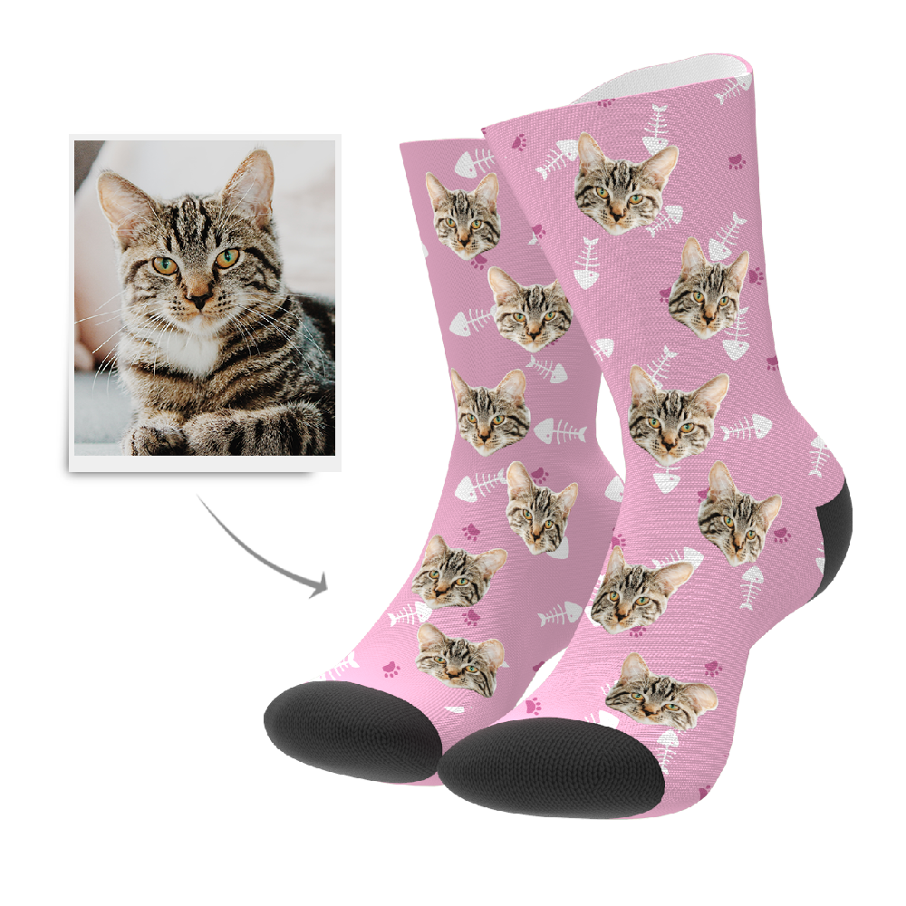 Christmas Gifts, Custom Face Socks 3D Preview - Cat