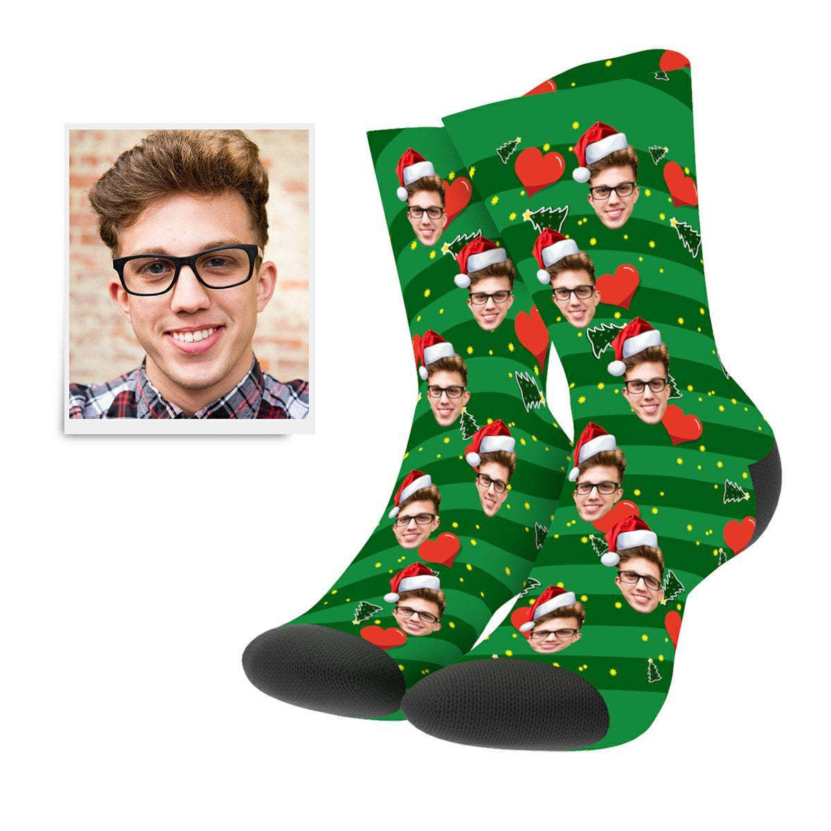 Custom Face Socks Heart Christmas Gift for Family
