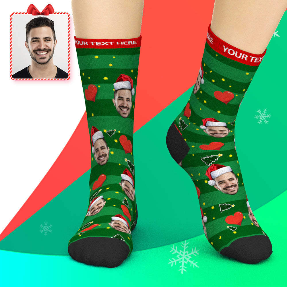 Last Minute Christmas Gift Custom Face Socks Heart Add Pictures and Name