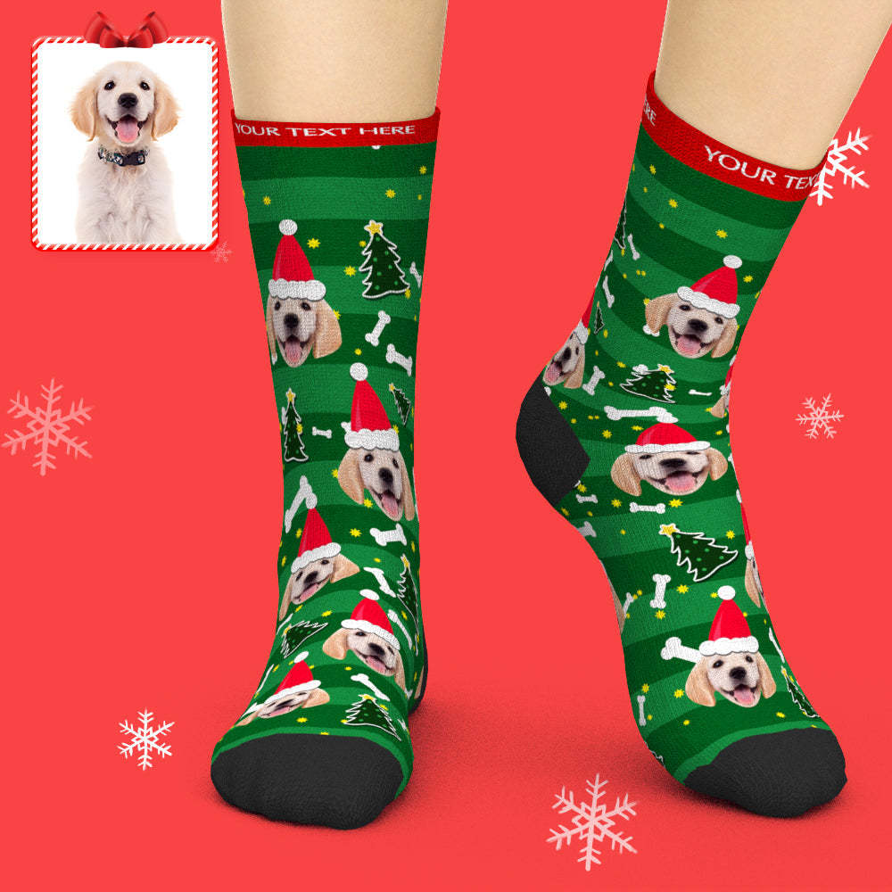 Christmas Gift Ideas, Custom Face Socks Add Pictures and Name Santa Dog