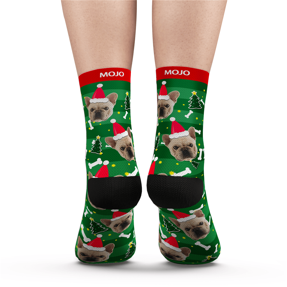 Christmas Gift Ideas, Custom Face Socks Add Pictures and Name Santa Dog