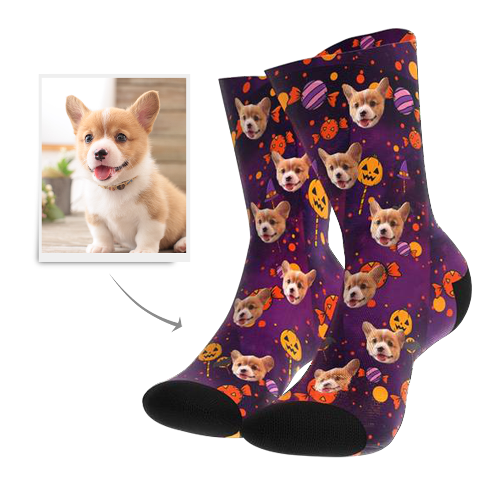 Halloween Socks,Custom Face Socks Halloween Socks - Dog