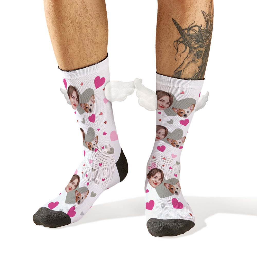 Custom Face Socks with Pet Face 3D Magnetic Wing Socks for Pet Lover - MyFaceSocks