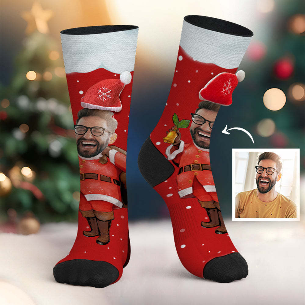 Custom Face Socks Personalized 3D Santa Hat Socks - MyFaceSocks