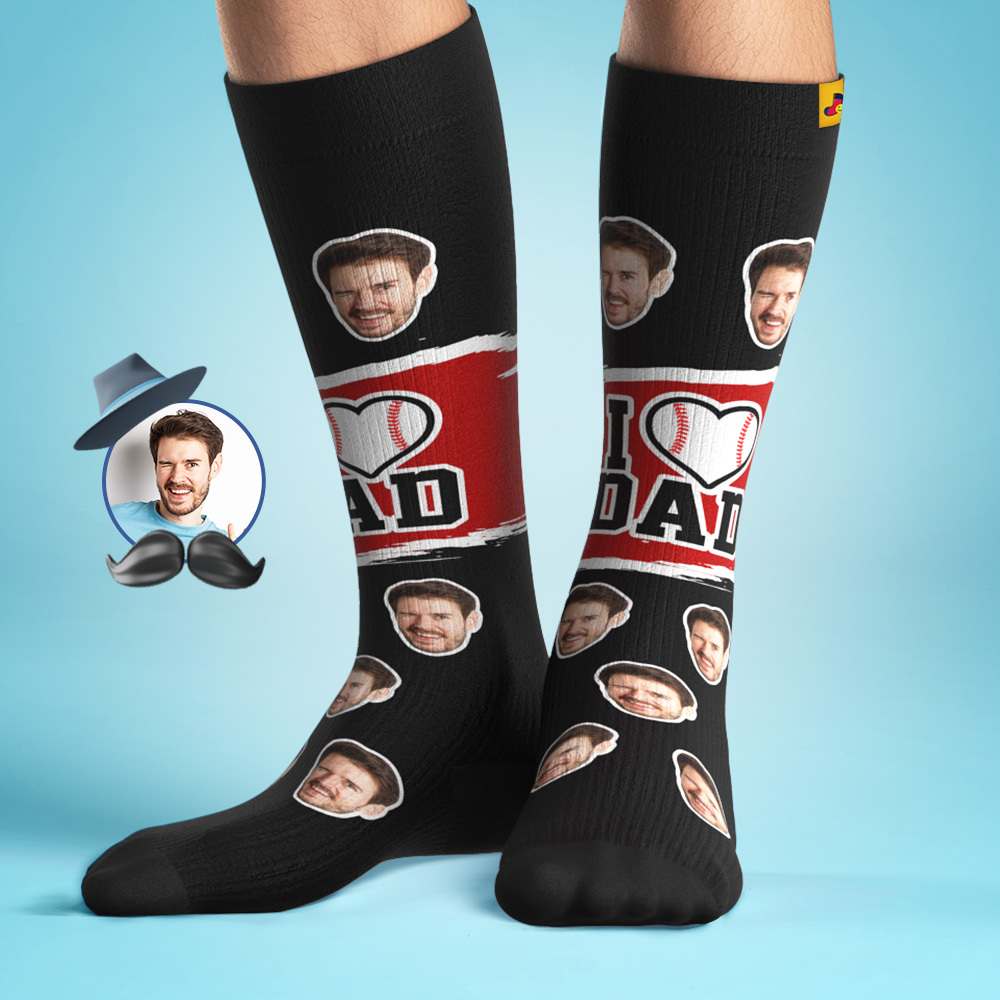 Custom I Heart Dad Knee High Socks Personalized Compression Father's Day Tournament Sport Team Baseball Softball Soccer