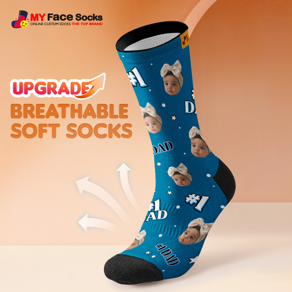 Gifts for Dad, Custom Face Socks Add Pictures And Name - #1 Dad