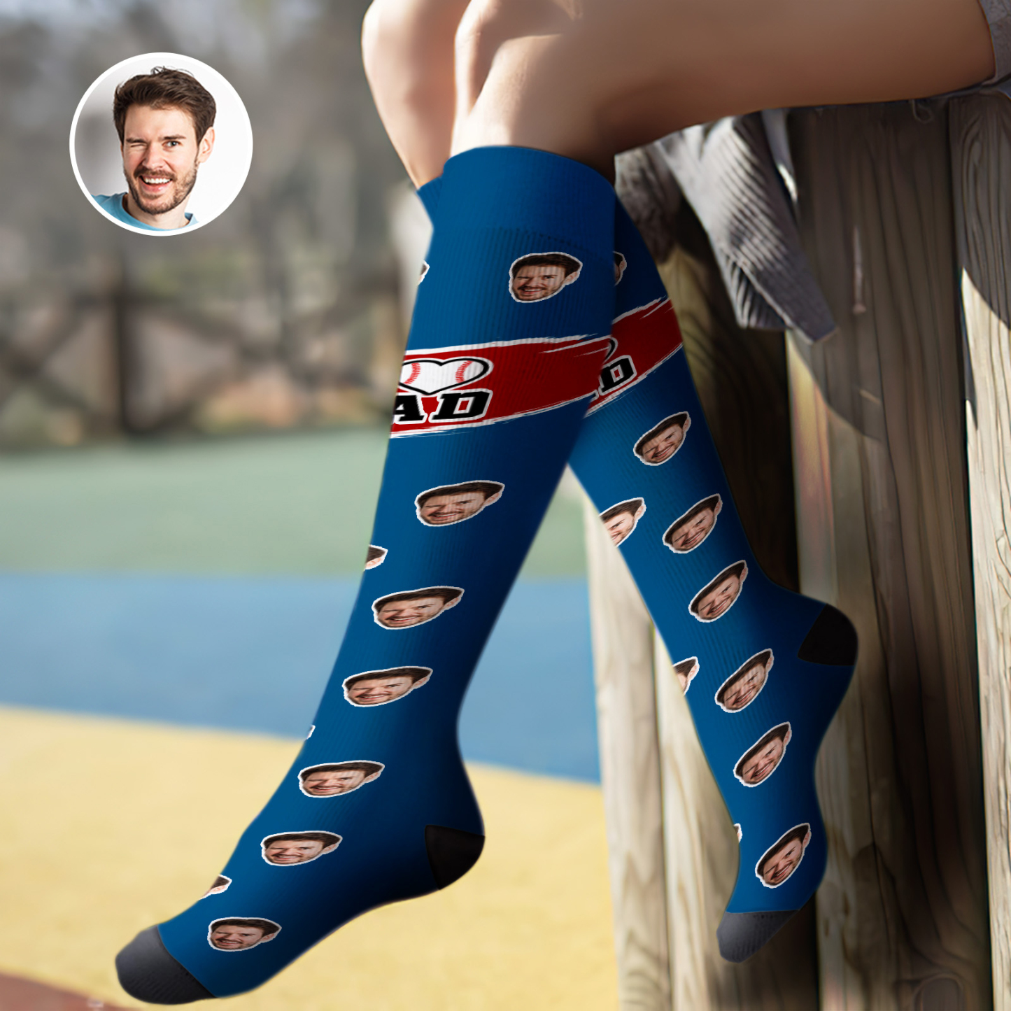 Custom Knee High Face Socks I Love Dad Summer Socks - Full Face MyFaceSocks