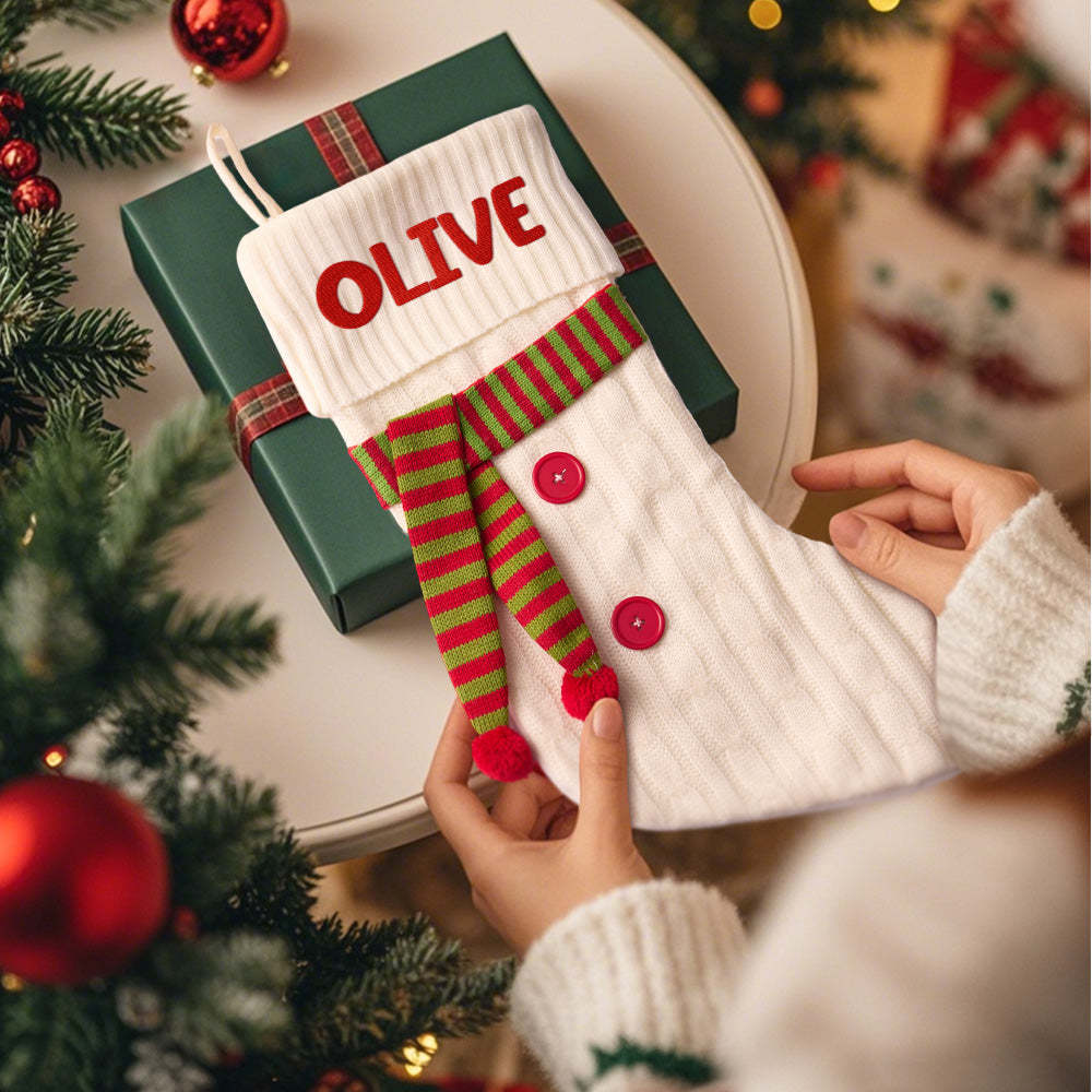 Personalized Christmas Scarve Stocking with Name Embroidery Christmas Stockings Gift for Family - MyFaceSocks