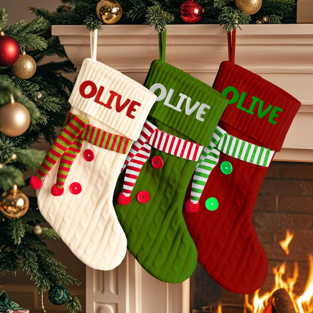 Personalized Christmas Scarve Stocking with Name Embroidery Christmas Stockings Gift for Family - MyFaceSocks