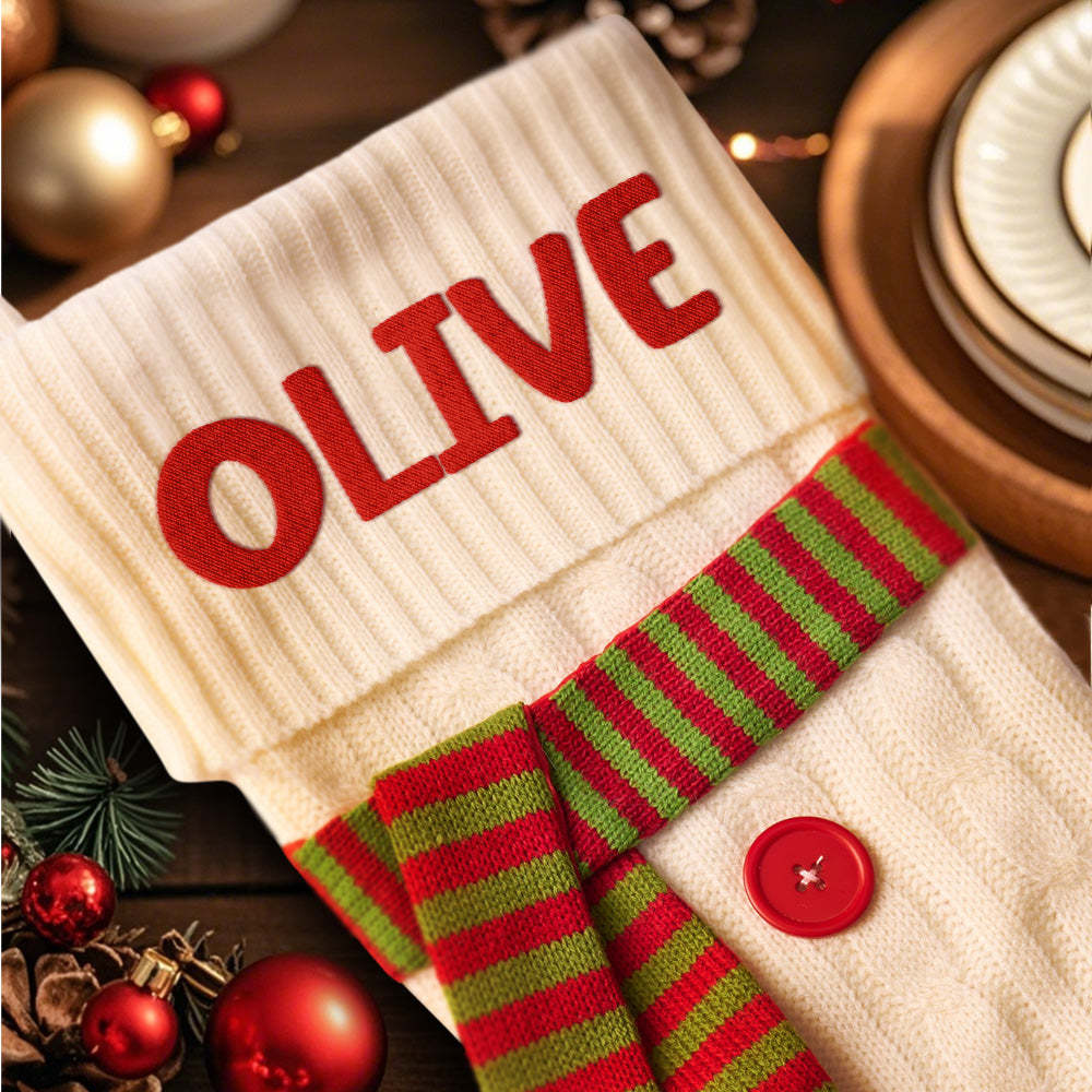 Personalized Christmas Scarve Stocking with Name Embroidery Christmas Stockings Gift for Family - MyFaceSocks