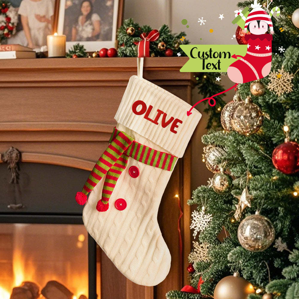 Personalized Christmas Scarve Stocking with Name Embroidery Christmas Stockings Gift for Family - MyFaceSocks