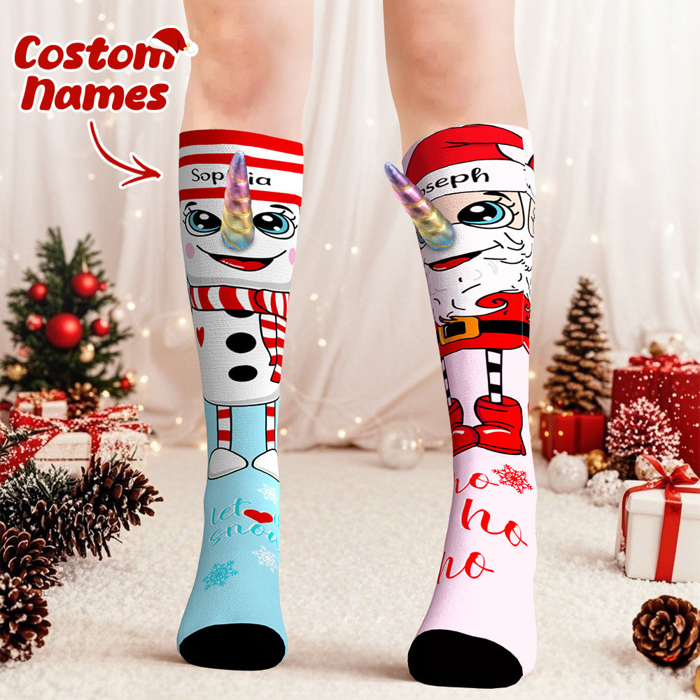 Merry Christmas Socks SANTA & SNOWMAN socks to wear to spread joy and happiness