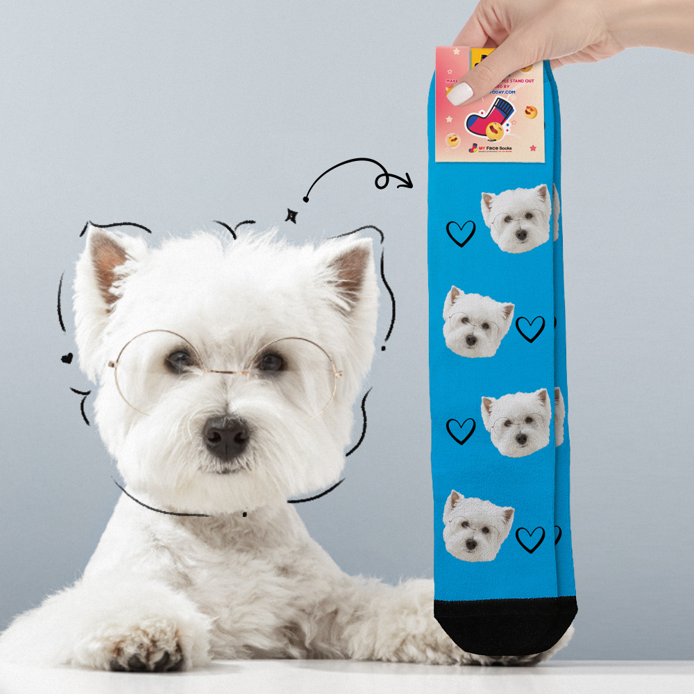 Custom Face Socks & Fridge Magnets Set Best Custom Fridge Magnetic Photo Gift Save Your Best Holiday Photo Gifts Pets Lover