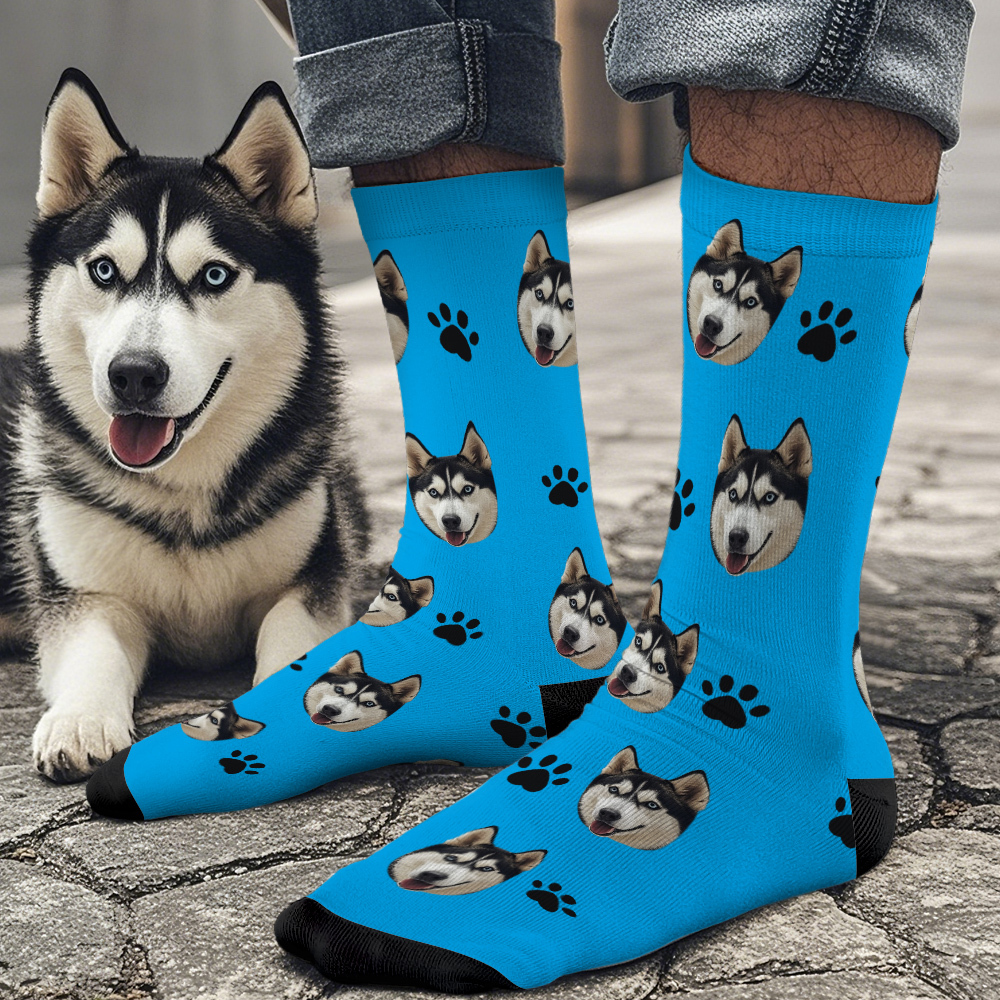 Custom Face Socks Add Pictures Cute Dog Photos Sock Gift for Pet Lover