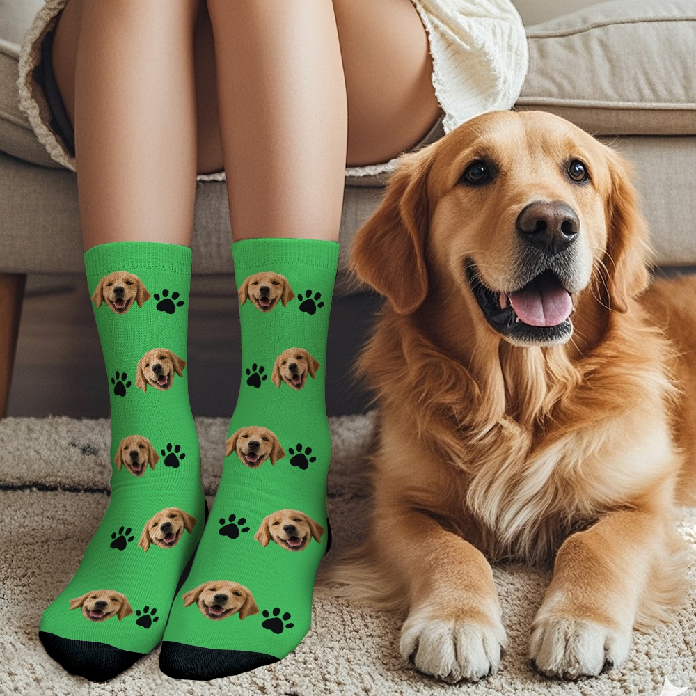 Custom Face Socks Add Pictures Cute Dog Photos Sock Gift for Pet Lover Christmas