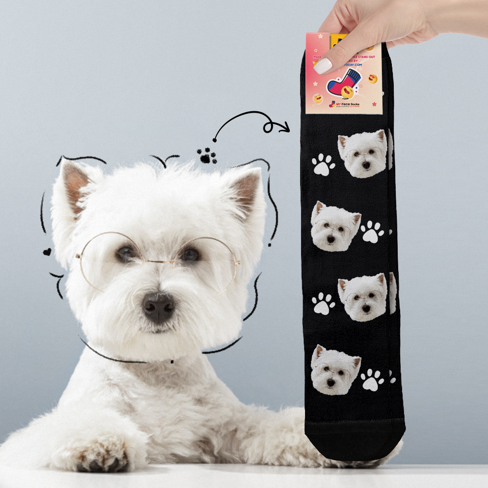 Custom Face Socks Add Pictures Cute Dog Photos Sock Gift for Pet Lover Christmas