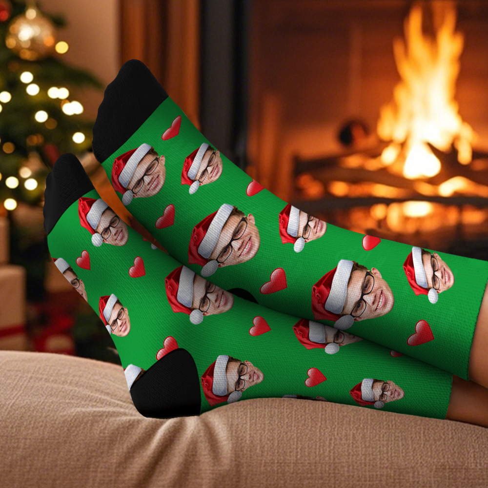 Chrismas Socks,Custom Full Face Photo Printed Socks Personalized Custom Designs Best Gift Idea for Xmas