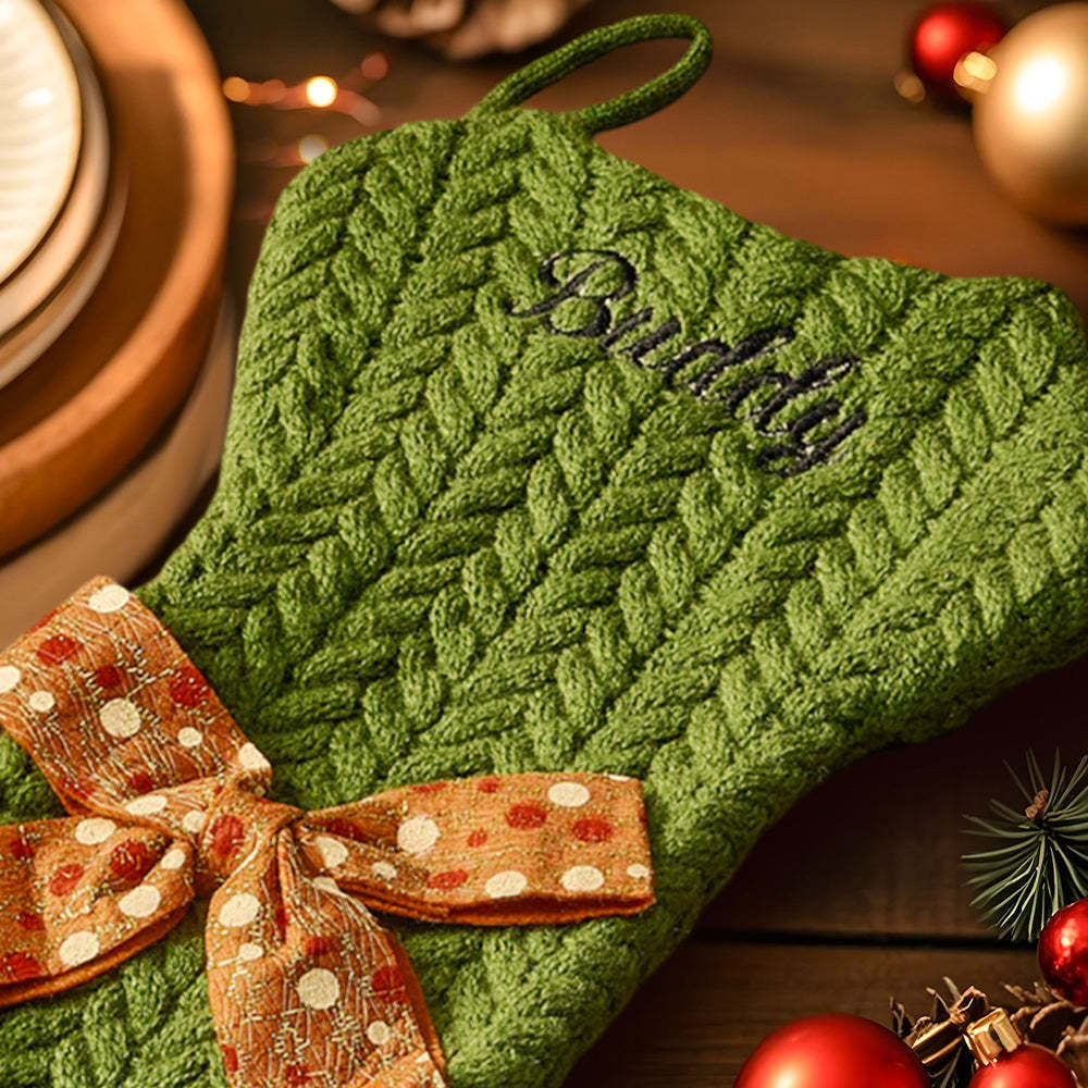 Personalized Dog Bone Christmas Stockings with Name Gift for Puppy Lovers - MyFaceSocks