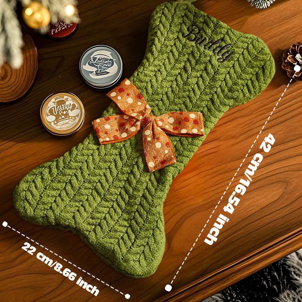 Personalized Dog Bone Christmas Stockings with Name Gift for Puppy Lovers - MyFaceSocks