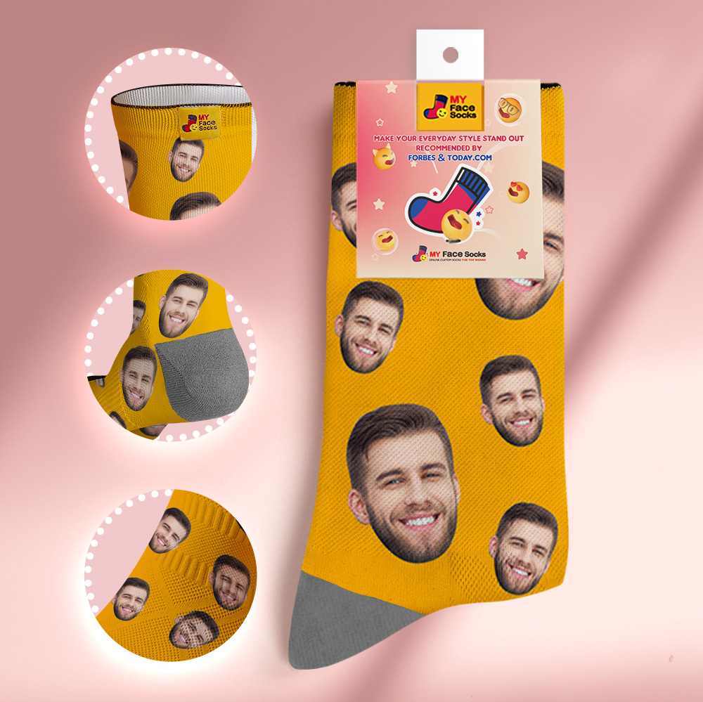 Custom Preview Full Face Photo Printed Socks Personalized Custom Designs Best Gift Idea for Xmas