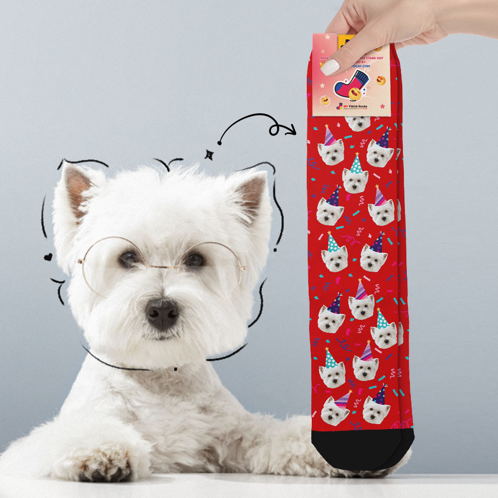 Custom Full Face Photo Printed Socks Happy Birthday Hat Socks Personalized Custom Designs Best Gift Idea