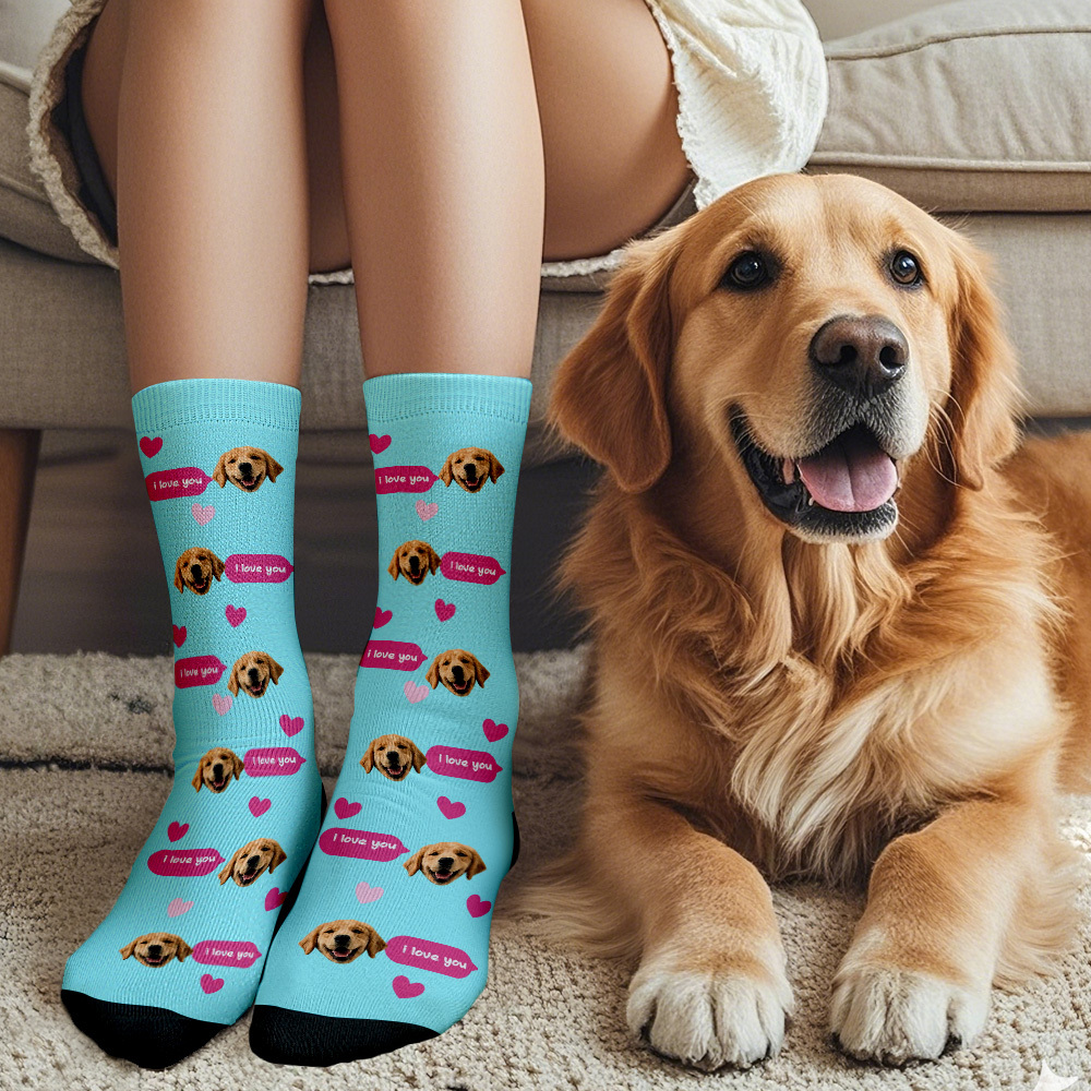 Custom Face Socks Multi-face Breathable Add Pictures Colorful Photo Socks I Love You Socks Gift