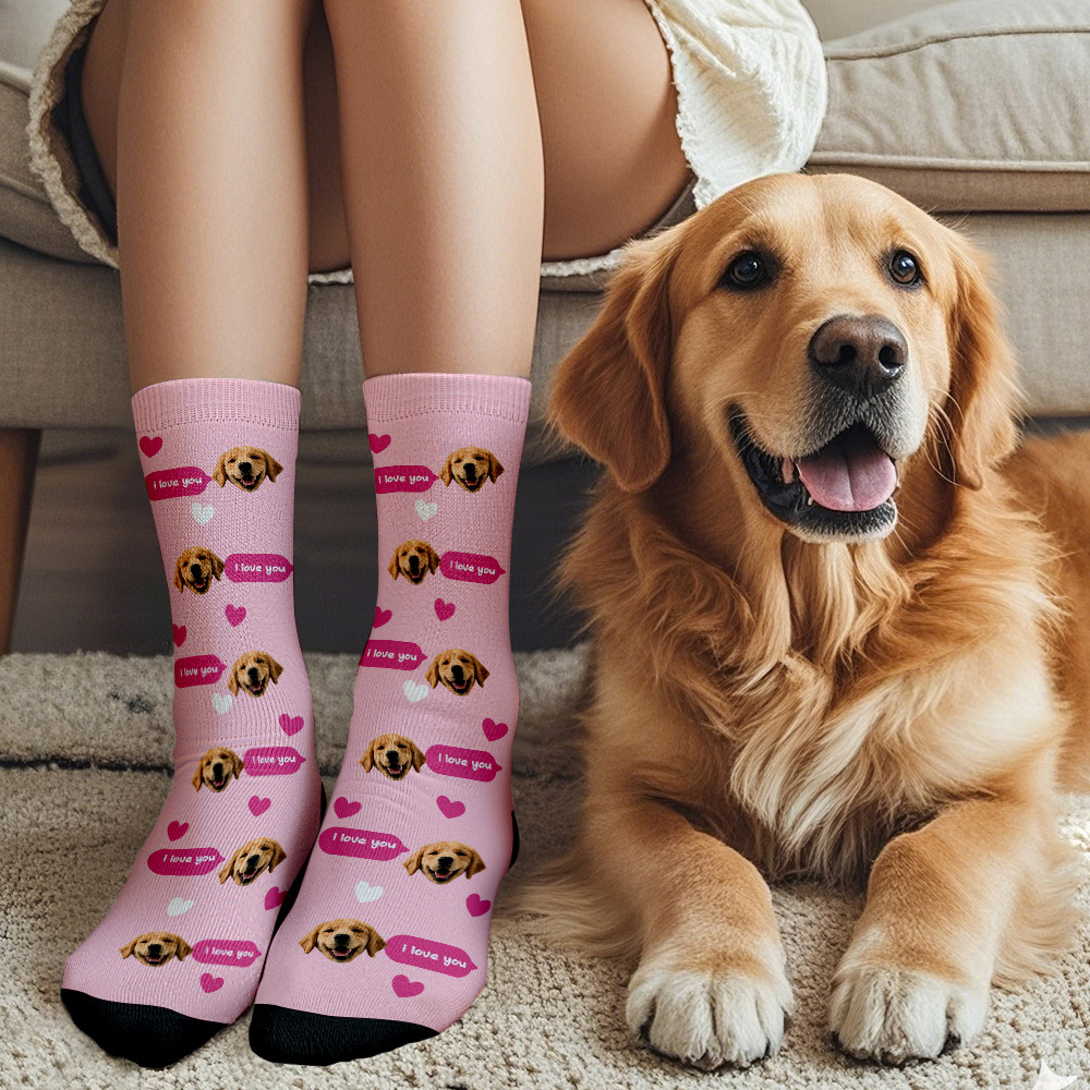Custom Face Socks Multi-face Breathable Add Pictures Colorful Photo Socks I Love You Socks Gift