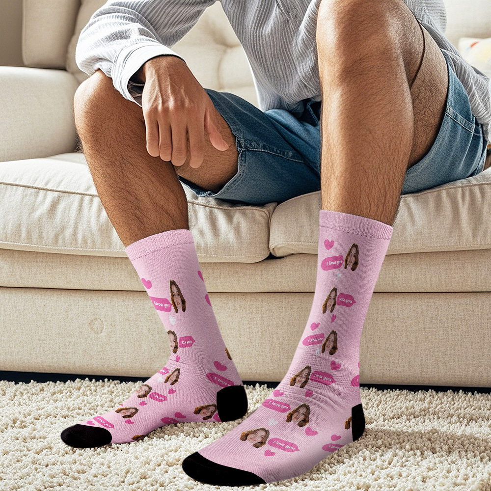 Custom Face Socks Multi-face Breathable Add Pictures Colorful Photo Socks I Love You Socks Gift
