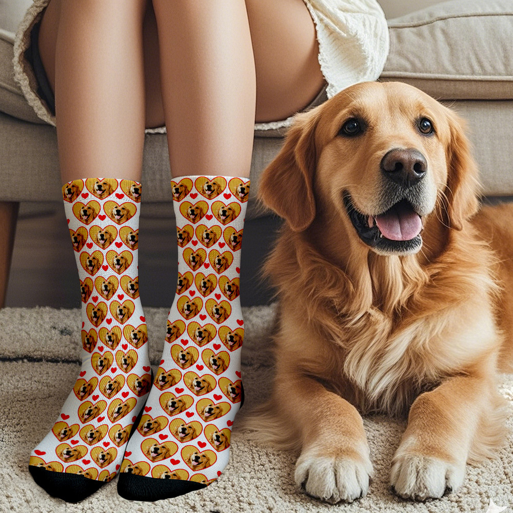 Custom Face Socks Multi-face Breathable Add Pictures Colorful Photo Socks I Love You Socks Gift