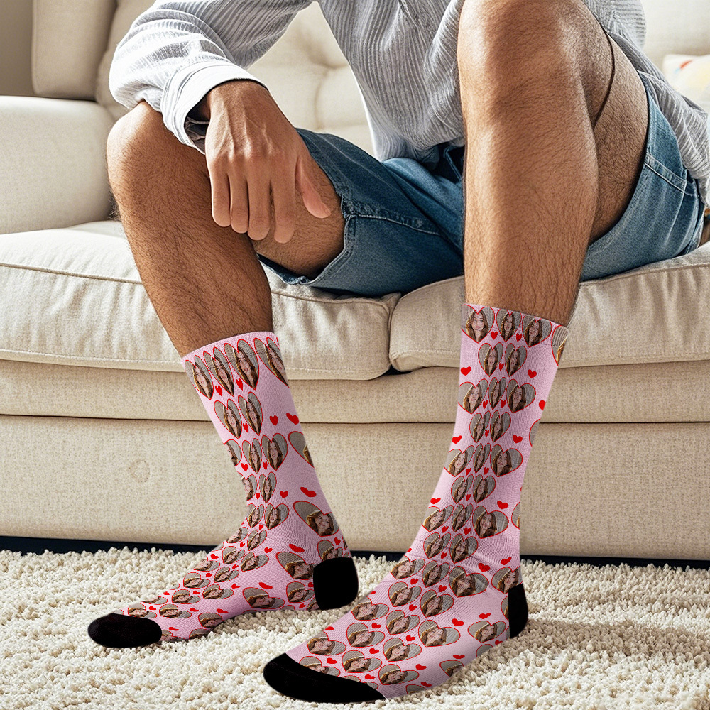 Custom Face Socks Multi-face Breathable Add Pictures Colorful Photo Socks I Love You Socks Gift