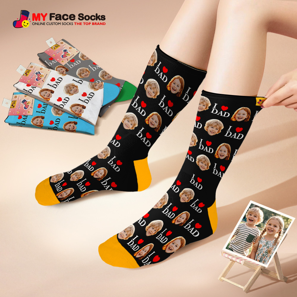 Custom Full Face Photo Print Socks Colorful Socks High Heels Personalized Custom Design Best Gift For Father'S Day - MyFaceSocks