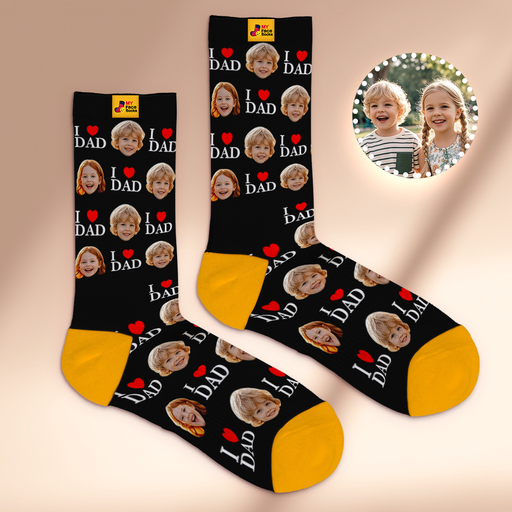 Custom Full Face Photo Print Socks Colorful Socks High Heels Personalized Custom Design Best Gift For Father'S Day - MyFaceSocks
