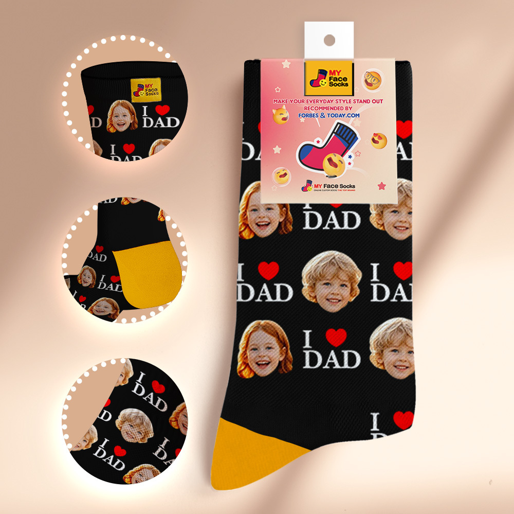 Custom Full Face Photo Print Socks Colorful Socks High Heels Personalized Custom Design Best Gift For Father'S Day - MyFaceSocks