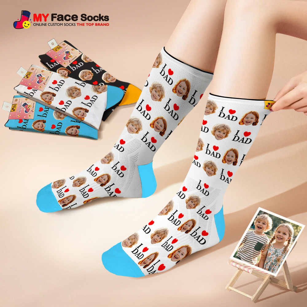 Custom Full Face Photo Print Socks Colorful Socks High Heels Personalized Custom Design Best Gift For Father'S Day - MyFaceSocks