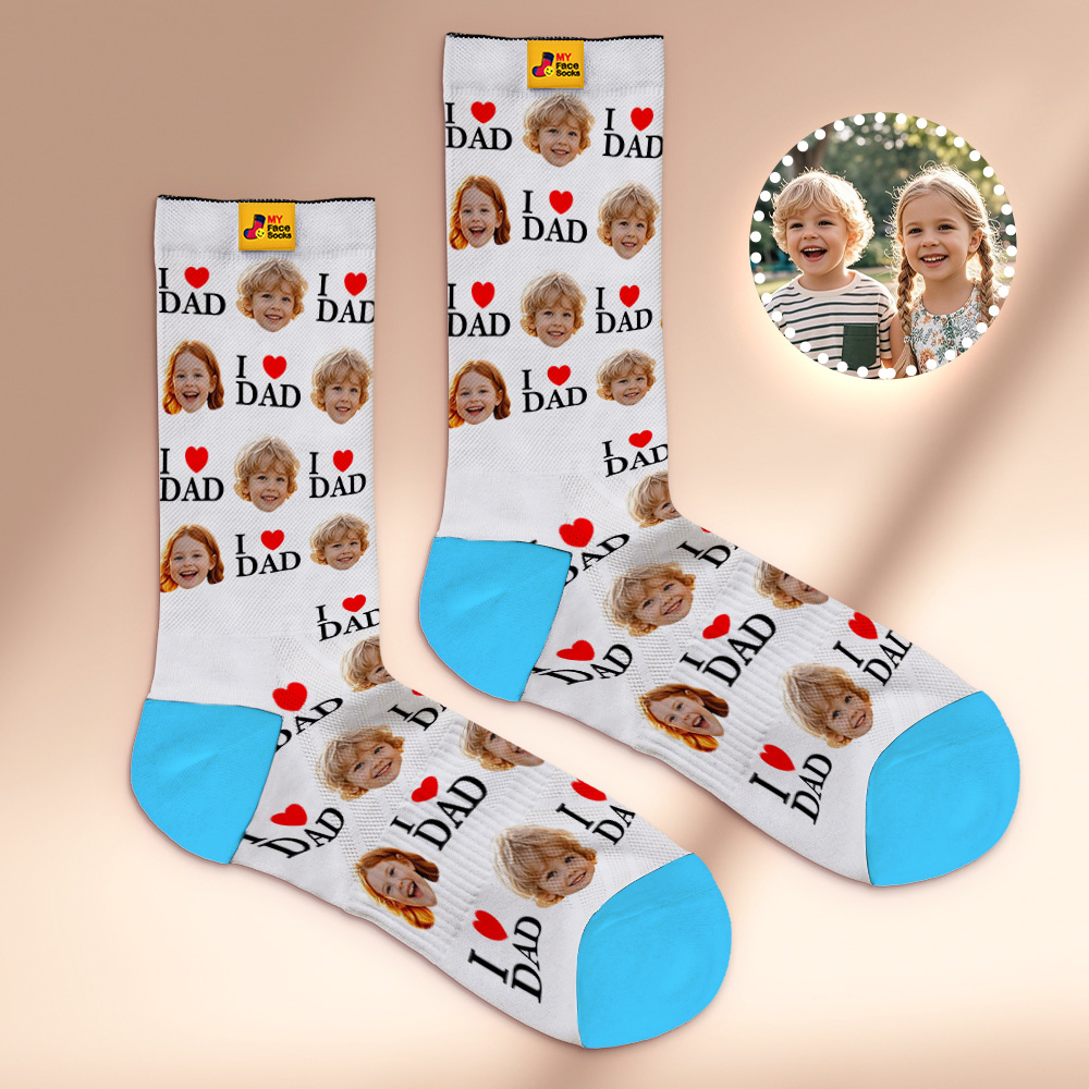 Custom Full Face Photo Print Socks Colorful Socks High Heels Personalized Custom Design Best Gift For Father'S Day - MyFaceSocks