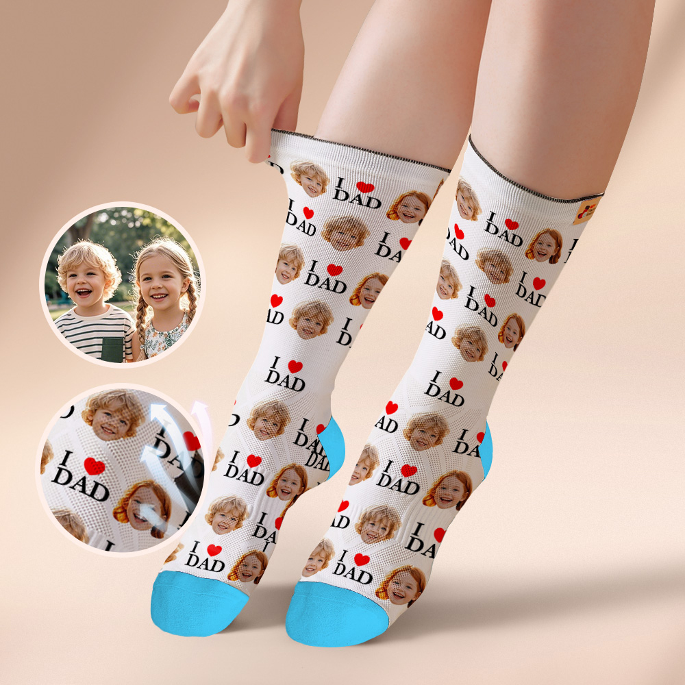Custom Full Face Photo Print Socks Colorful Socks High Heels Personalized Custom Design Best Gift For Father'S Day - MyFaceSocks