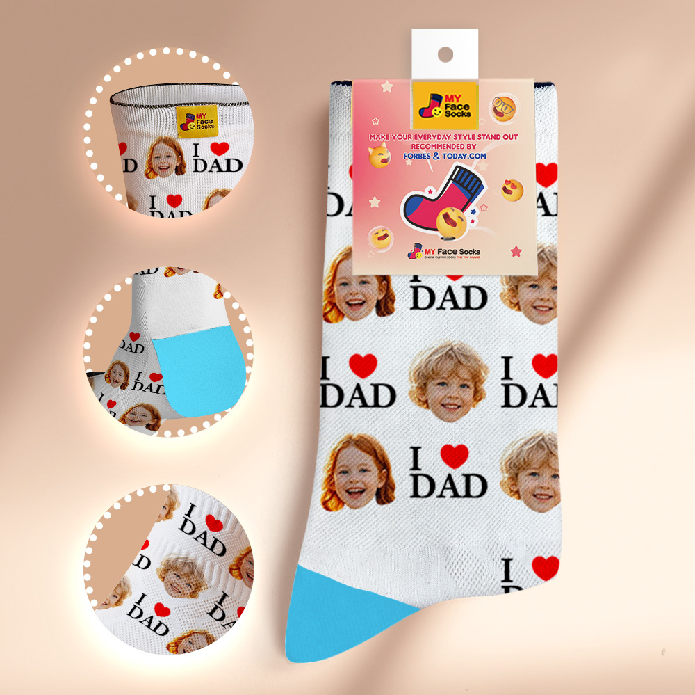 Custom Full Face Photo Print Socks Colorful Socks High Heels Personalized Custom Design Best Gift For Father'S Day - MyFaceSocks