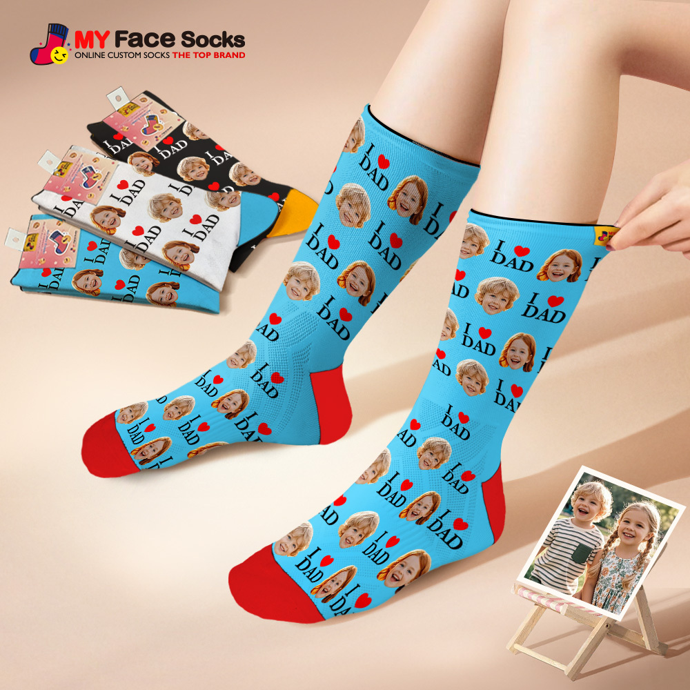 Custom Full Face Photo Print Socks Colorful Socks High Heels Personalized Custom Design Best Gift For Father'S Day - MyFaceSocks