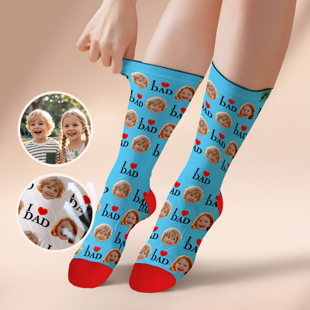 Custom Full Face Photo Print Socks Colorful Socks High Heels Personalized Custom Design Best Gift For Father'S Day - MyFaceSocks
