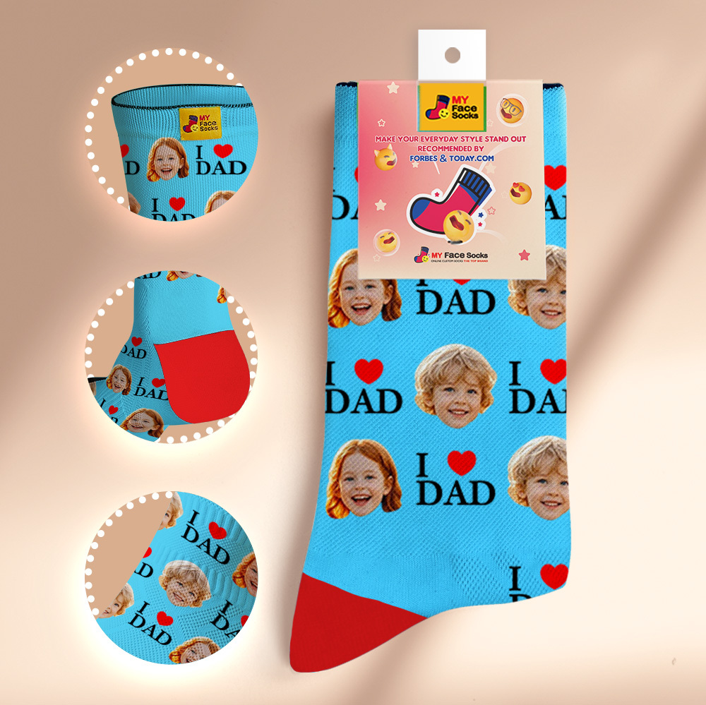Custom Full Face Photo Print Socks Colorful Socks High Heels Personalized Custom Design Best Gift For Father'S Day - MyFaceSocks