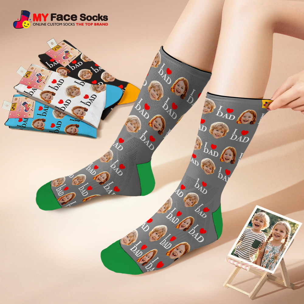 Custom Full Face Photo Print Socks Colorful Socks High Heels Personalized Custom Design Best Gift For Father'S Day - MyFaceSocks