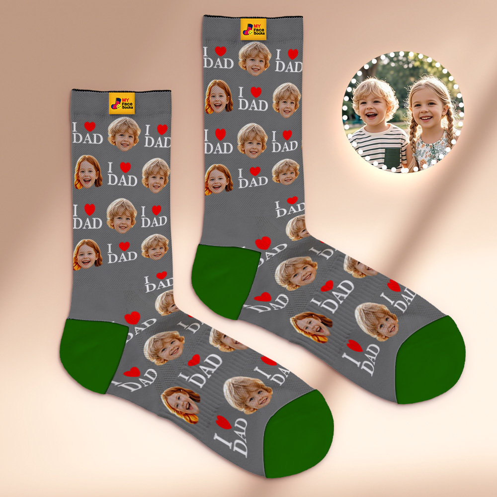 Custom Full Face Photo Print Socks Colorful Socks High Heels Personalized Custom Design Best Gift For Father'S Day - MyFaceSocks