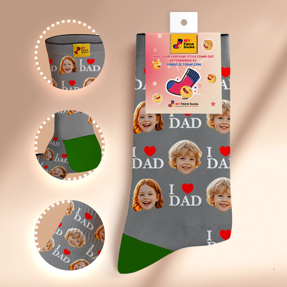 Custom Full Face Photo Print Socks Colorful Socks High Heels Personalized Custom Design Best Gift For Father'S Day - MyFaceSocks