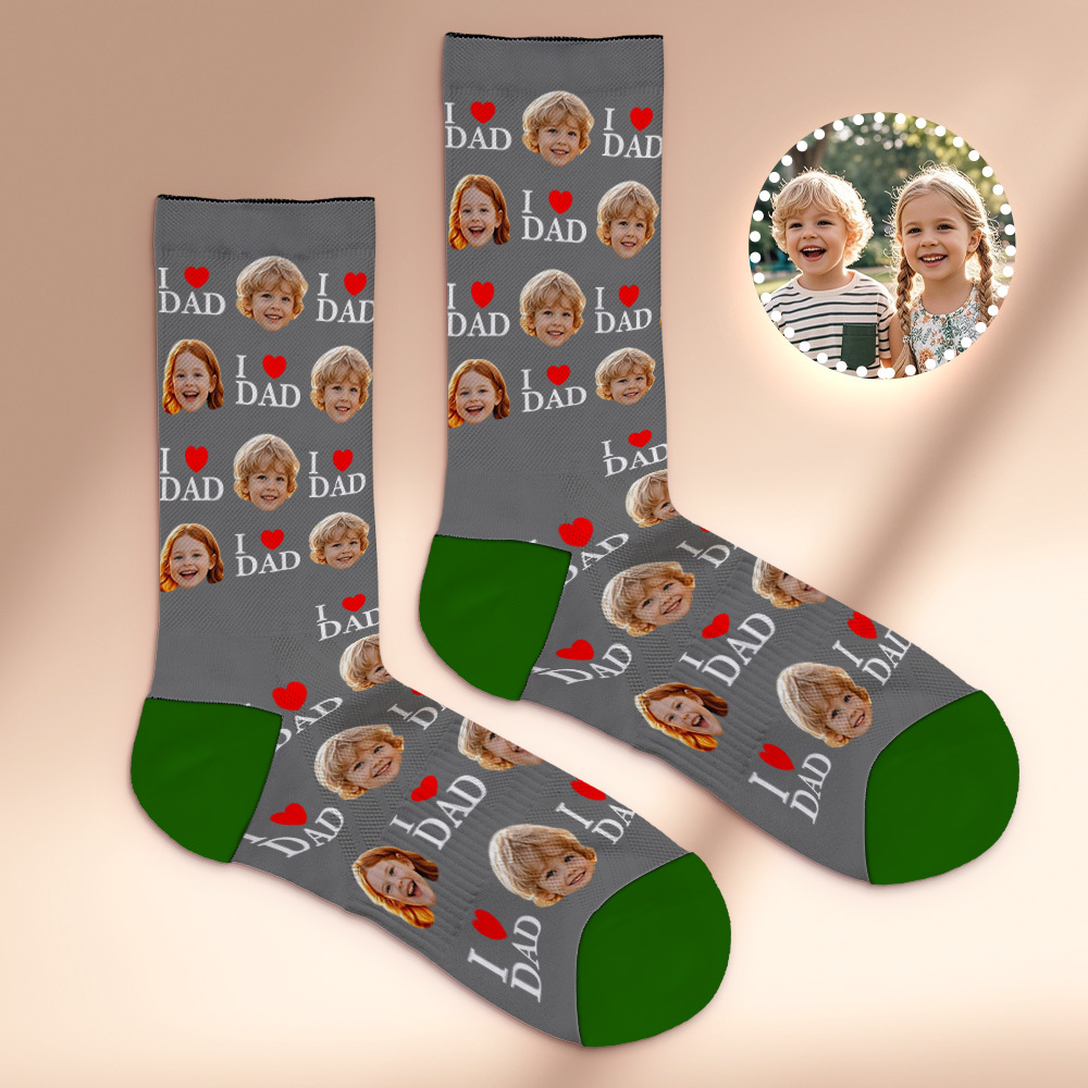 Custom Full Face Photo Print Socks Colorful Socks High Heels Personalized Custom Design Best Gift For Father'S Day - MyFaceSocks