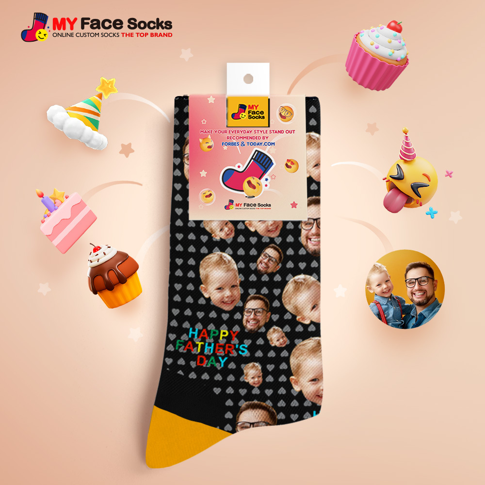 Custom Full Face Photo Print Socks Colorful Happy Fathers Day Personalized Custom Design Best Gift Idea - MyFaceSocks
